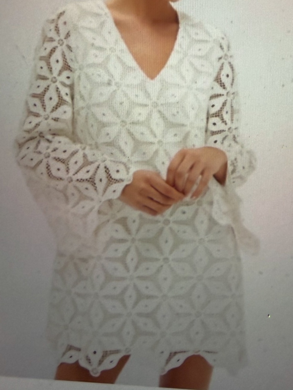 Tuckernut Ivory Crochet V-Neck Lace Mini Dress NWT Size XXL